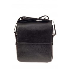 На фото 2 - Мужская сумка с клапаном, натуральная кожа, цвет черный