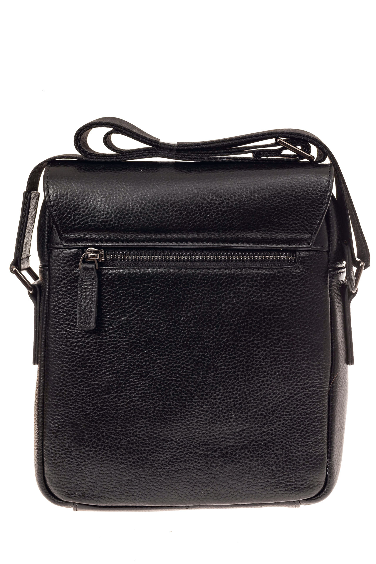 На фото 3 - Мужская сумка с клапаном, натуральная кожа, цвет черный