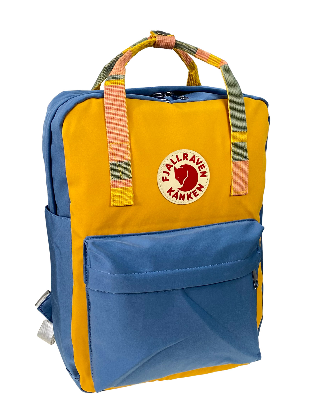 На фото 1 - Молодежный рюкзак из  текстиля, цвет желтый с голубым 