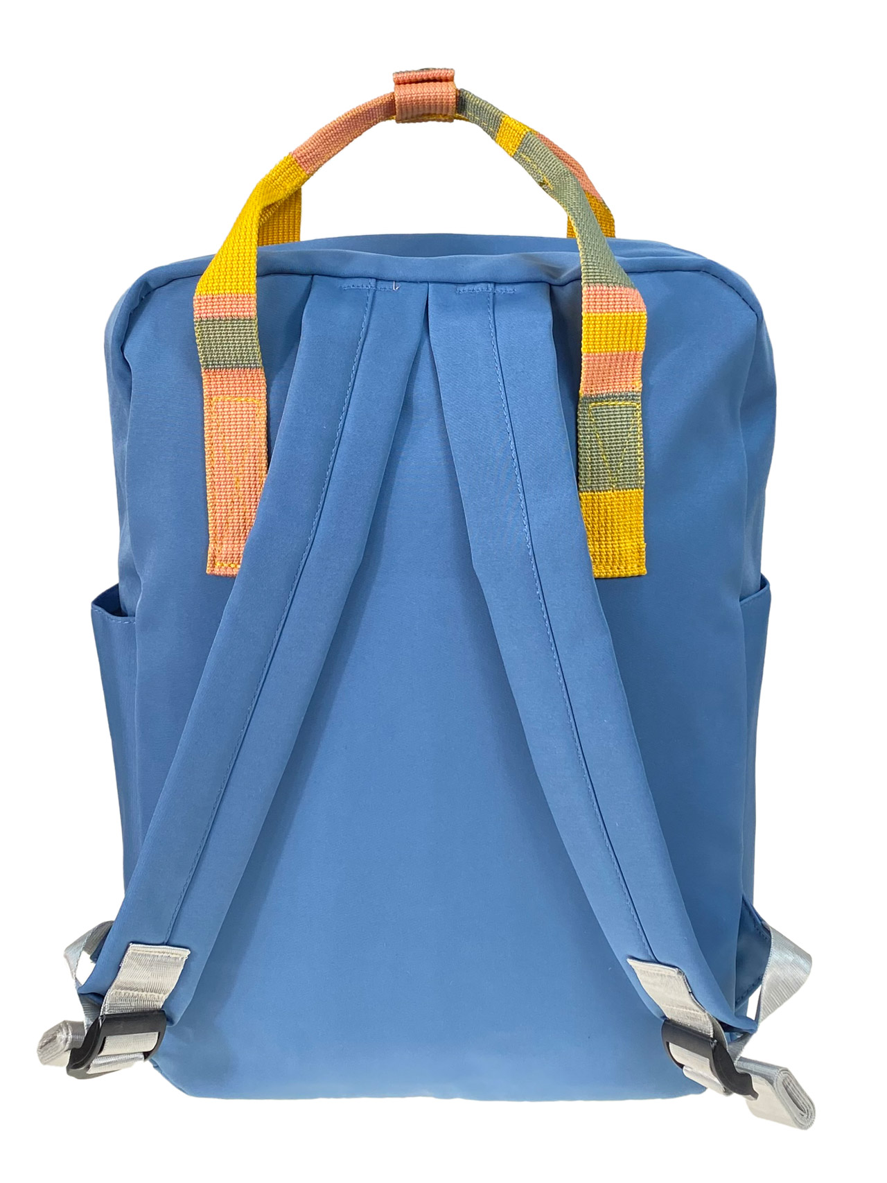 На фото 2 - Молодежный рюкзак из  текстиля, цвет желтый с голубым 