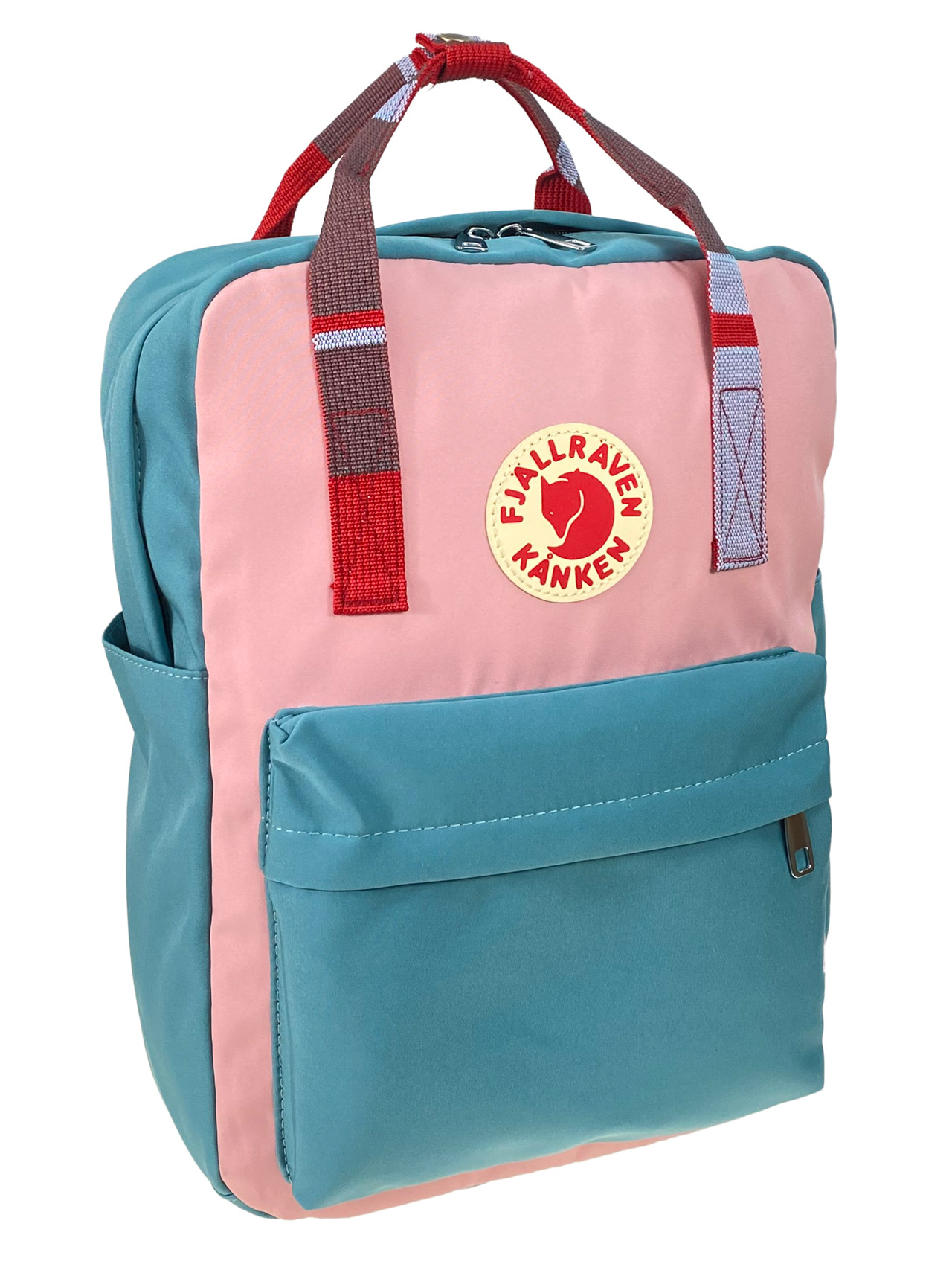На фото 1 - Молодежный рюкзак из  текстиля, цвет бирюзовый с розовым 