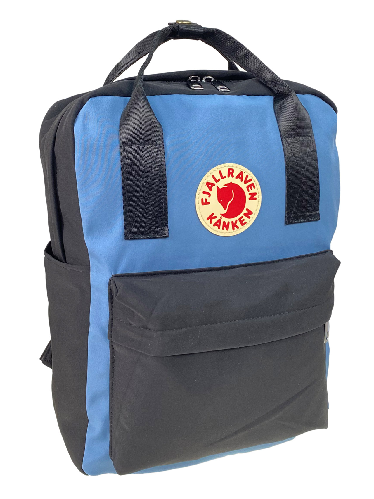 На фото 1 - Молодежный рюкзак из  текстиля, цвет голубой с черным 