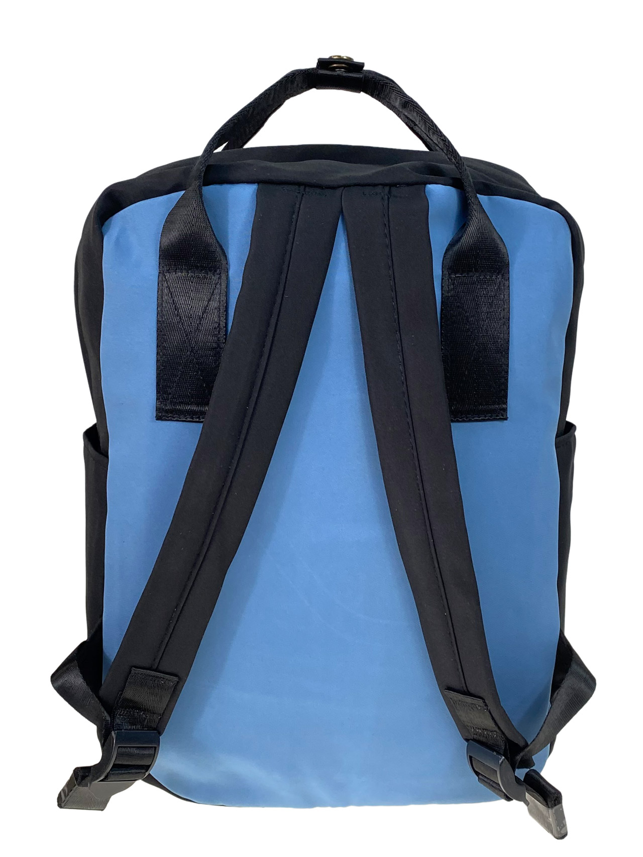 На фото 2 - Молодежный рюкзак из  текстиля, цвет голубой с черным 