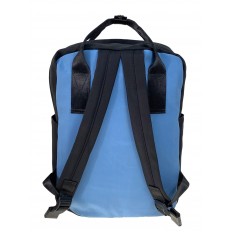 На фото 2 - Молодежный рюкзак из  текстиля, цвет голубой с черным 