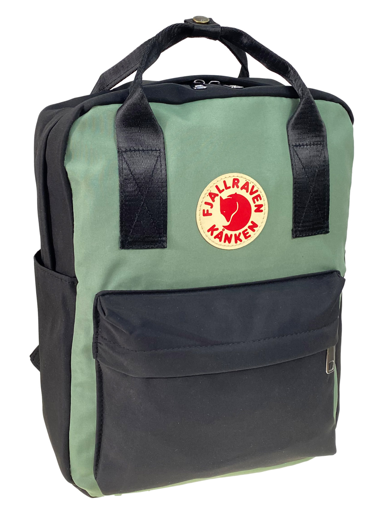 На фото 1 - Молодежный рюкзак из  текстиля, цвет зеленый с черным 