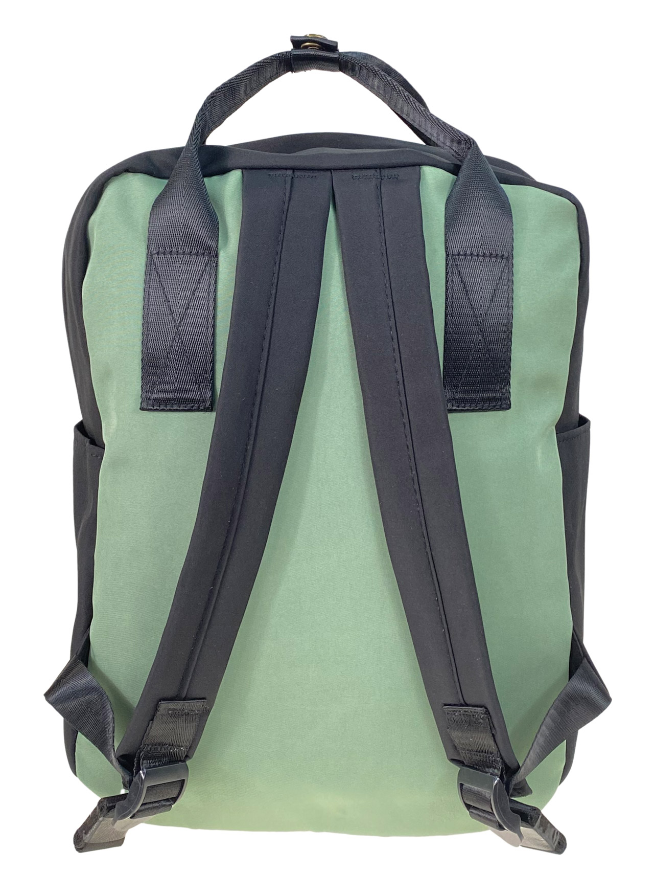 На фото 2 - Молодежный рюкзак из  текстиля, цвет зеленый с черным 