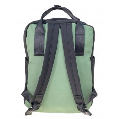 На фото 2 - Молодежный рюкзак из  текстиля, цвет зеленый с черным 