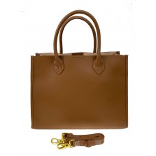 На фото 1 - Женская сумка тоут из натуральной кожи, цвет коричневый 