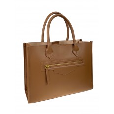 На фото 2 - Женская сумка тоут из натуральной кожи, цвет коричневый 