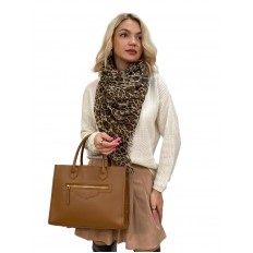На фото 3 - Женская сумка тоут из натуральной кожи, цвет коричневый 