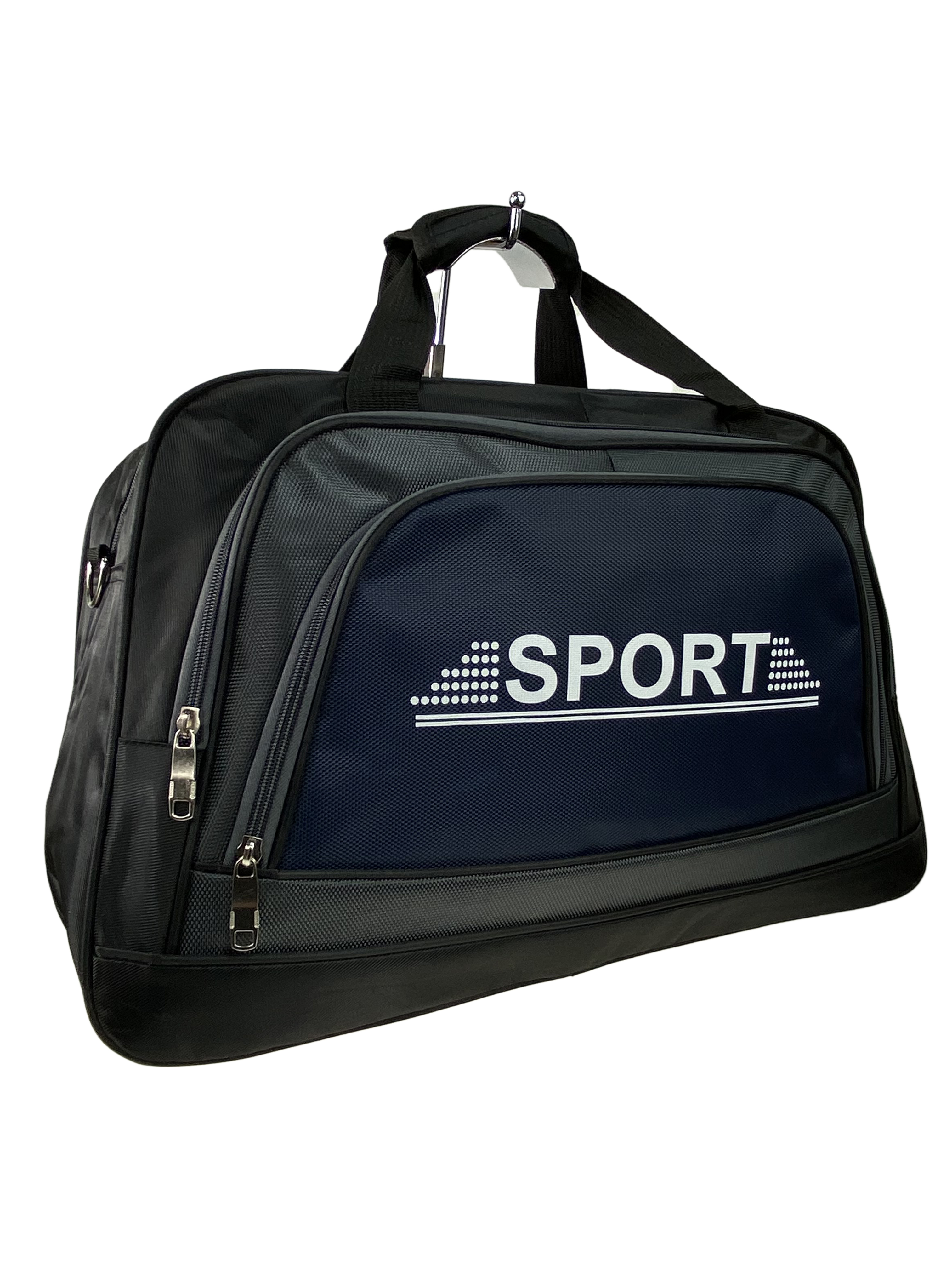 На фото 1 - Дорожно-спортивная сумка из текстиля, цвет чёрный с синим