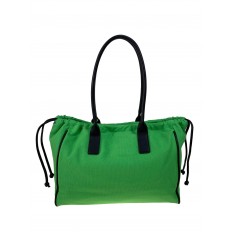 На фото 2 - Женская сумка шоппер из текстиля, цвет бело-серый