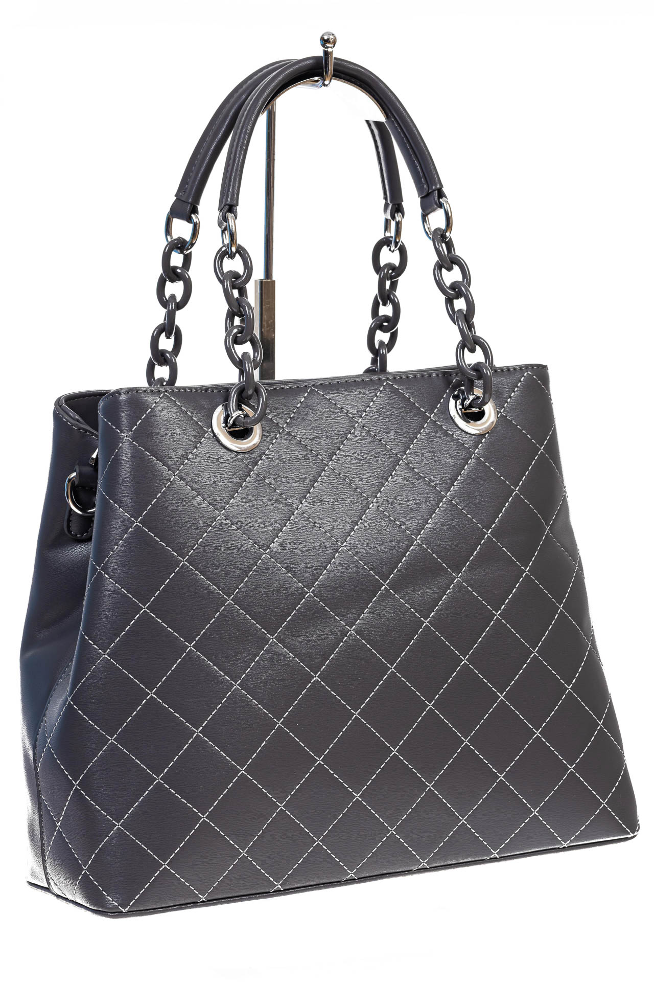 На фото 3 -  Женская сумка тоут из гладкой экокожи, цвет серый