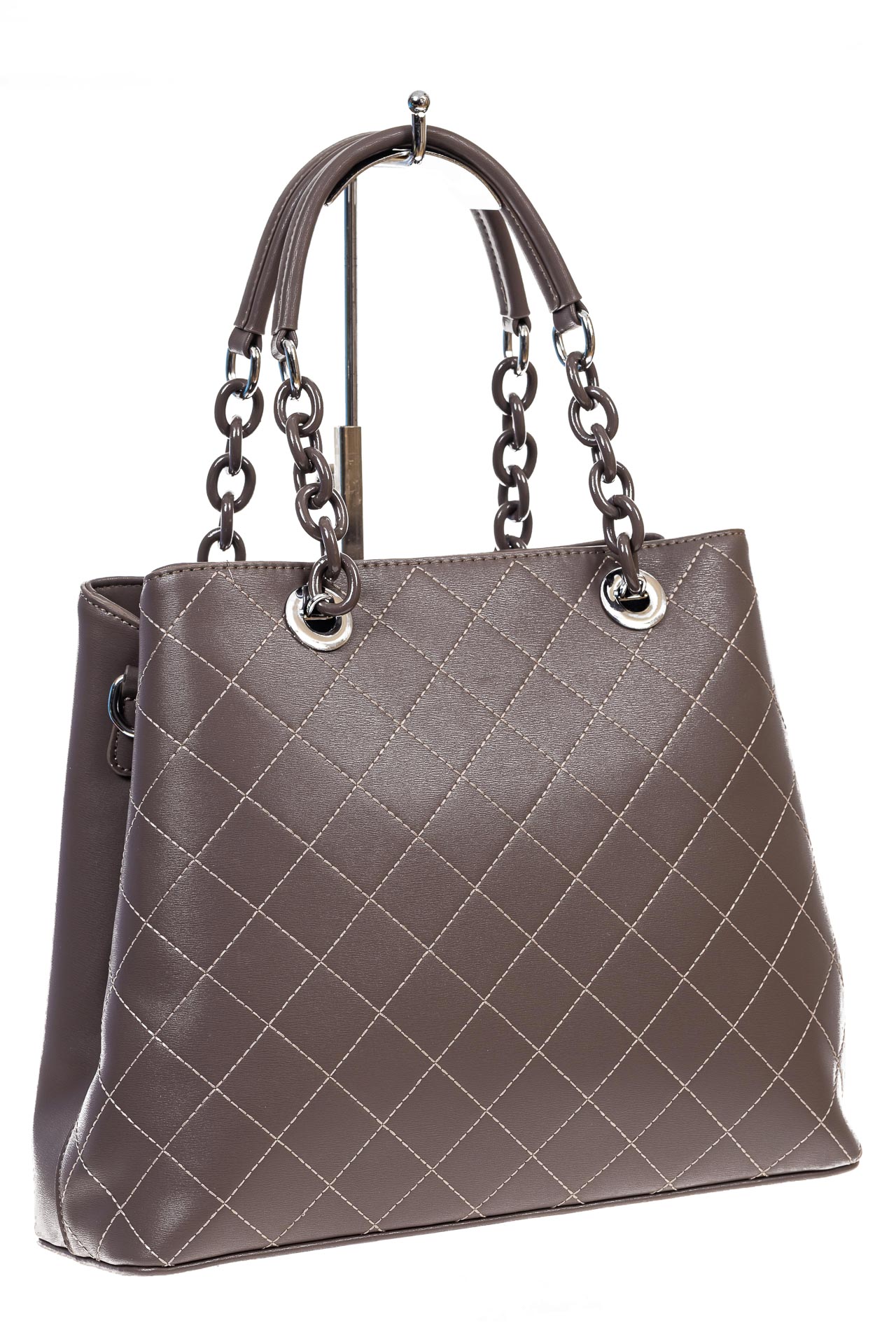 На фото 3 -  Женская сумка тоут из гладкой экокожи, цвет коричневый