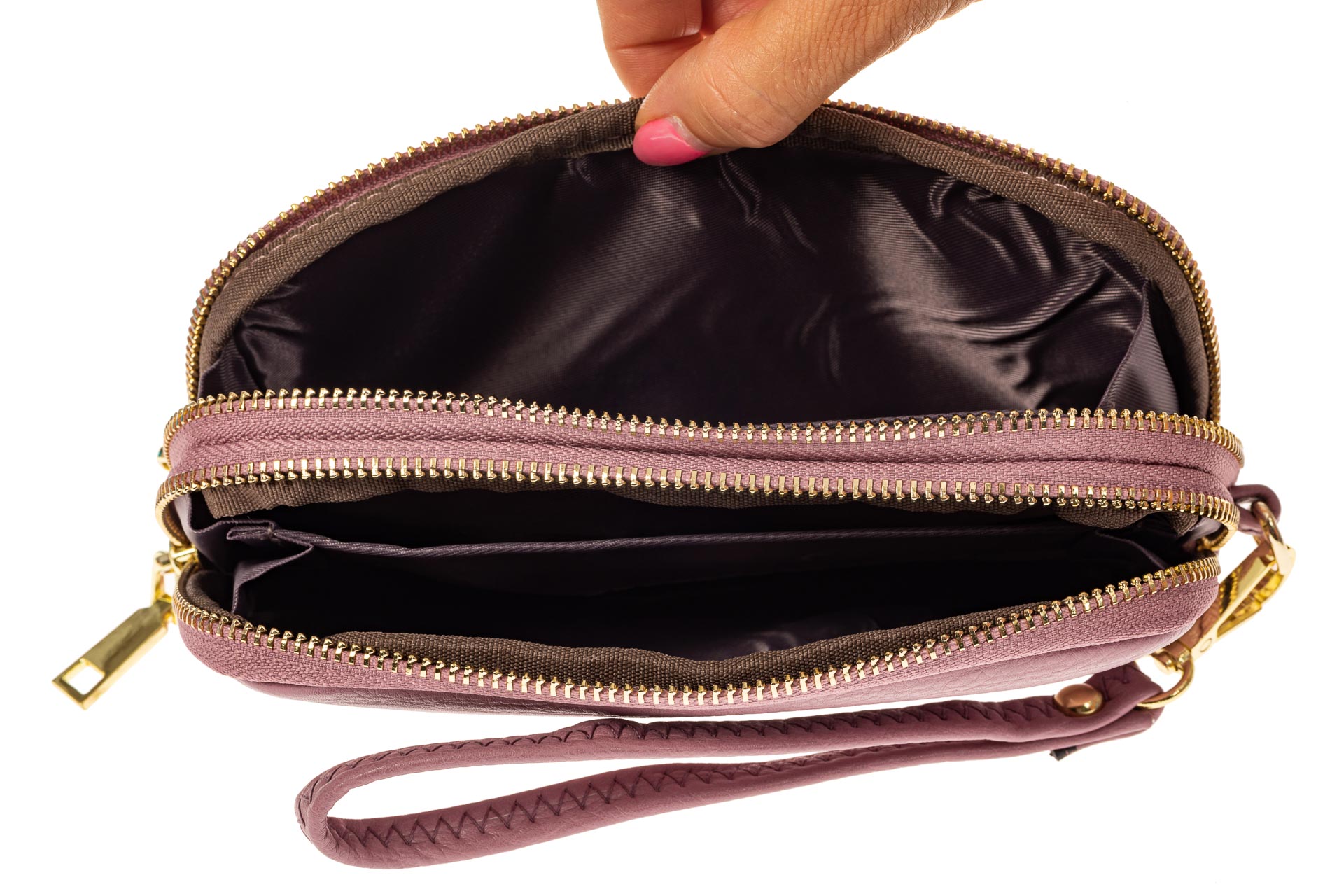 На фото 2 - Женский кошелек-клатч из искусственной кожи, цвет розовый