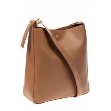 На фото 1 - Женская сумка-пакет из натуральной кожи, цвет бежевый