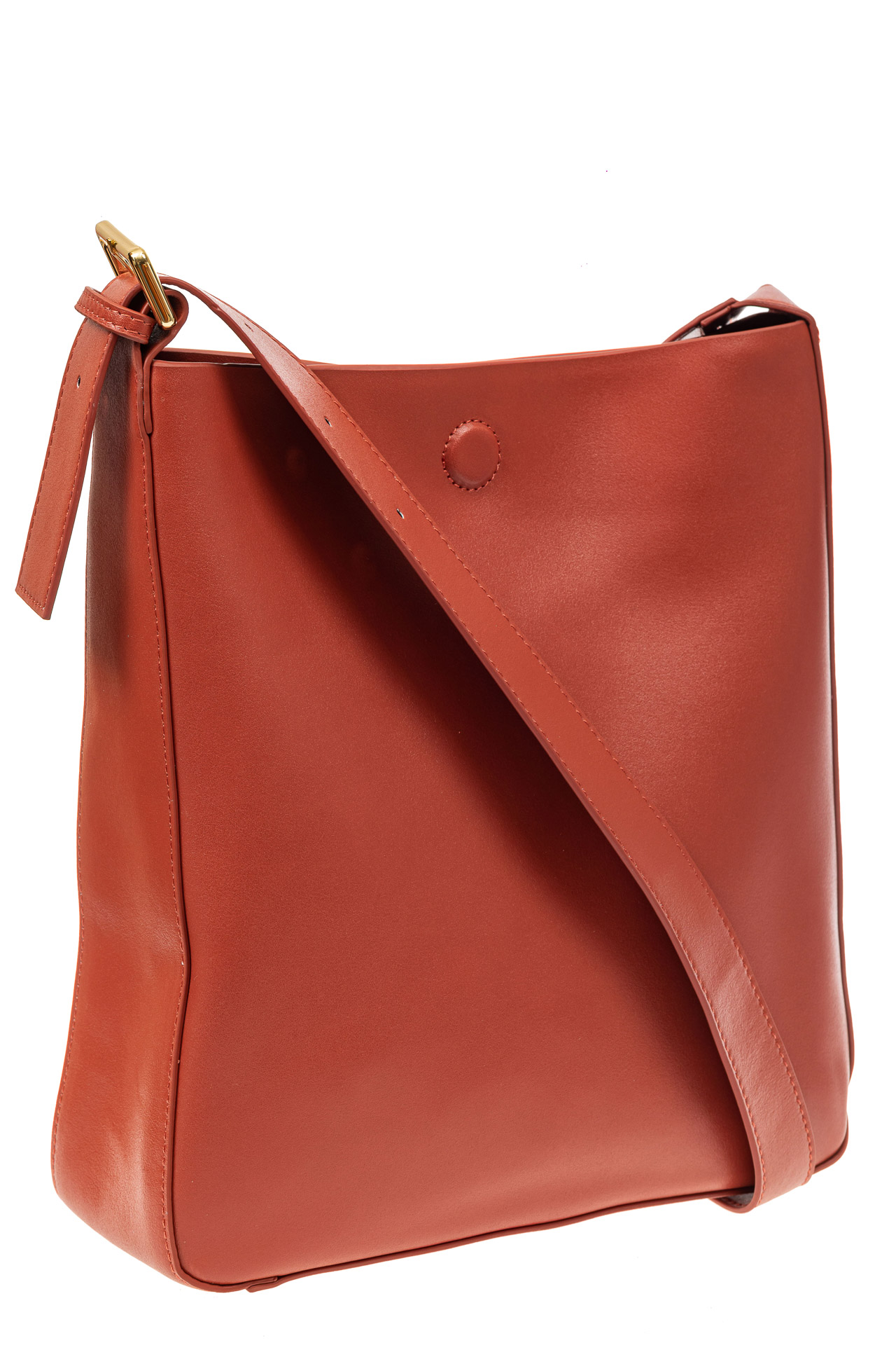 На фото 1 - Женская сумка-пакет из натуральной кожи, цвет кирпичный