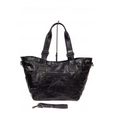 На фото 3 - Женская сумка-трапеция из искусственной кожи, цвет чёрный