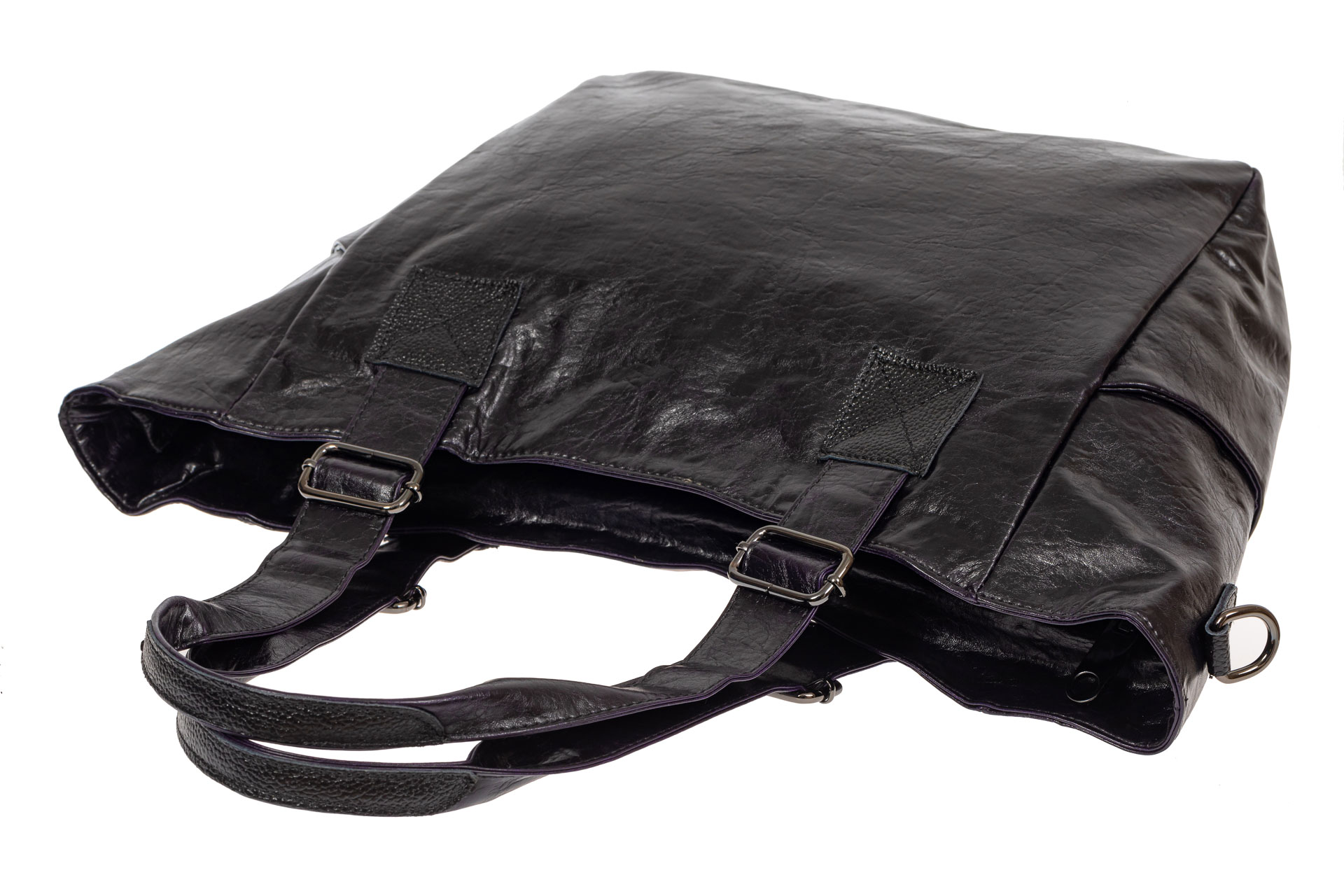 На фото 4 - Женская сумка-трапеция из искусственной кожи, цвет чёрный