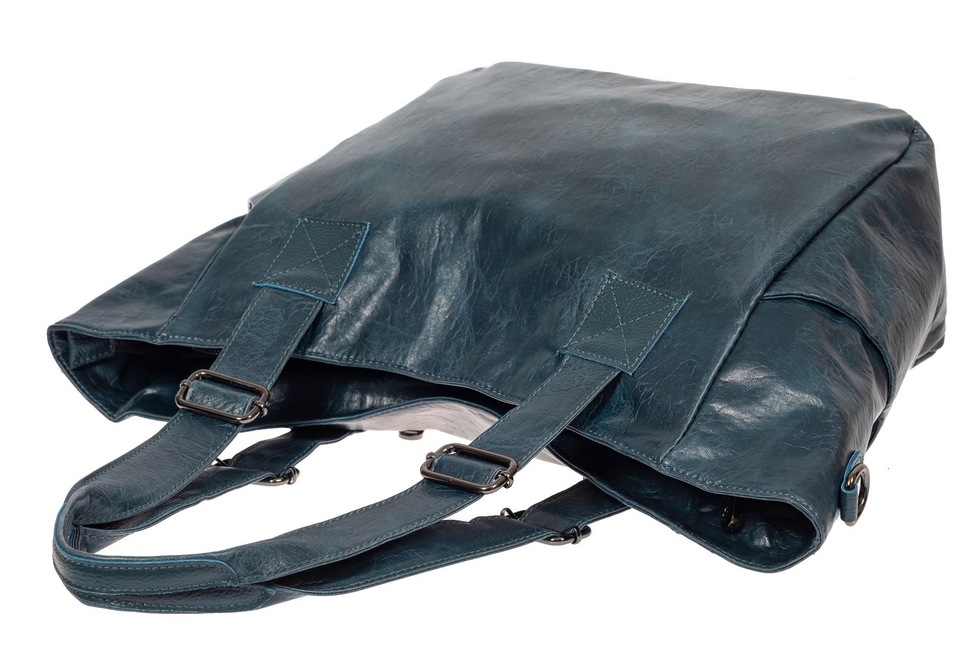 На фото 4 - Женская сумка-трапеция из искусственной кожи, цвет синий