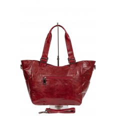 На фото 3 - Женская сумка-трапеция из искусственной кожи, цвет красный