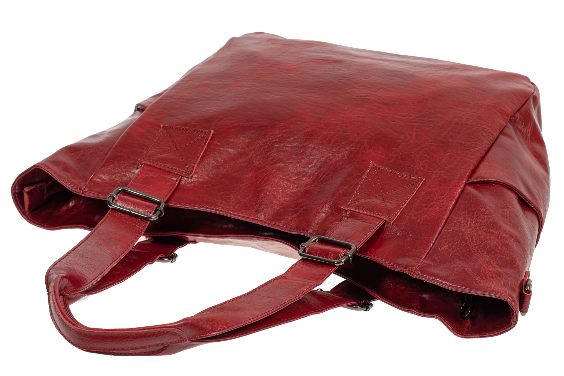 На фото 4 - Женская сумка-трапеция из искусственной кожи, цвет красный