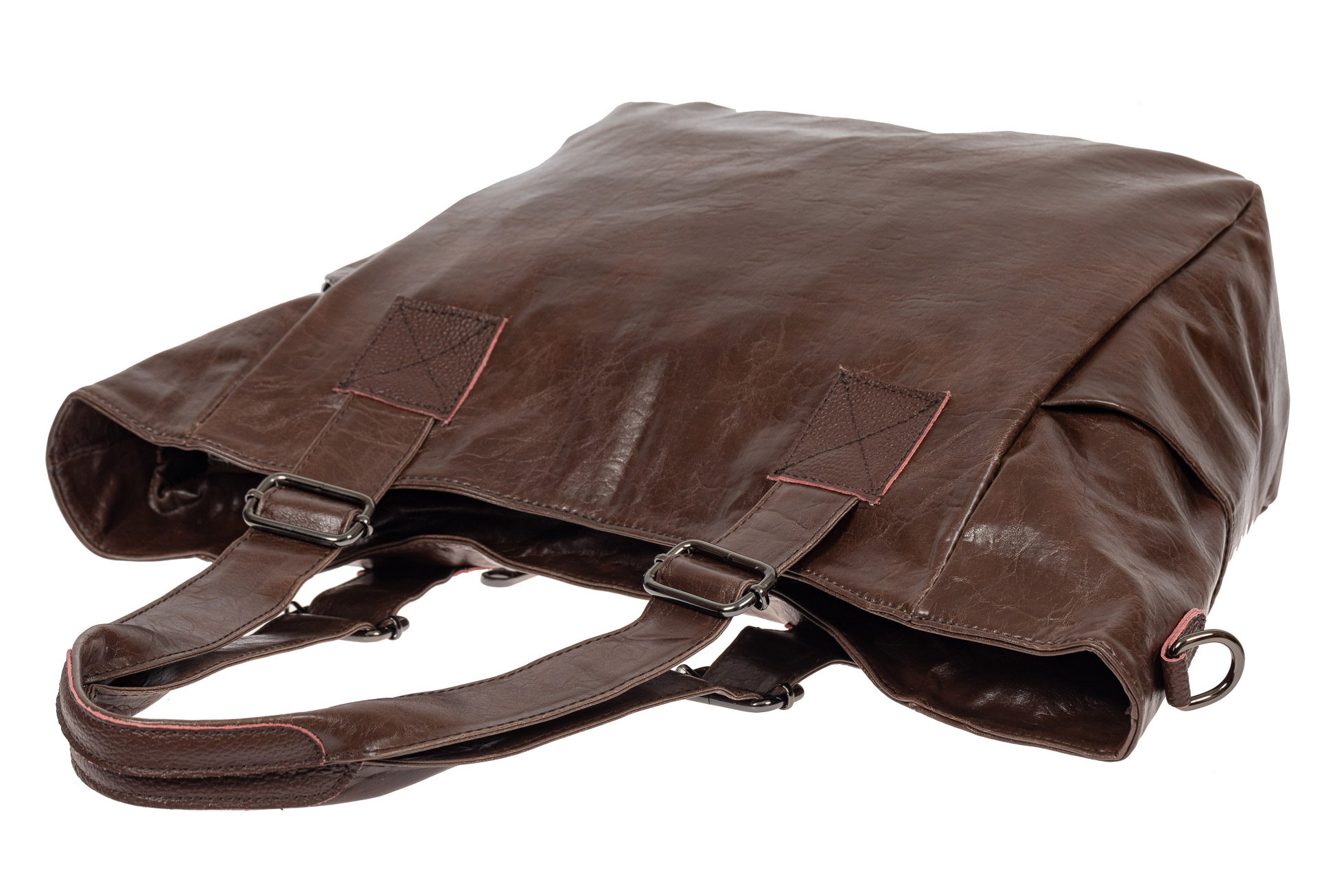 На фото 4 - Женская сумка-трапеция из искусственной кожи, цвет шоколад