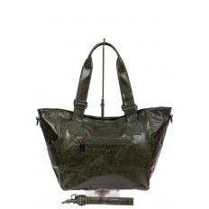 На фото 3 - Женская сумка-трапеция из искусственной кожи, цвет хаки