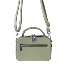 На фото 3 - Женская сумочка из гладкой экокожи с жёстким каркасом, цвет светло-зелёный