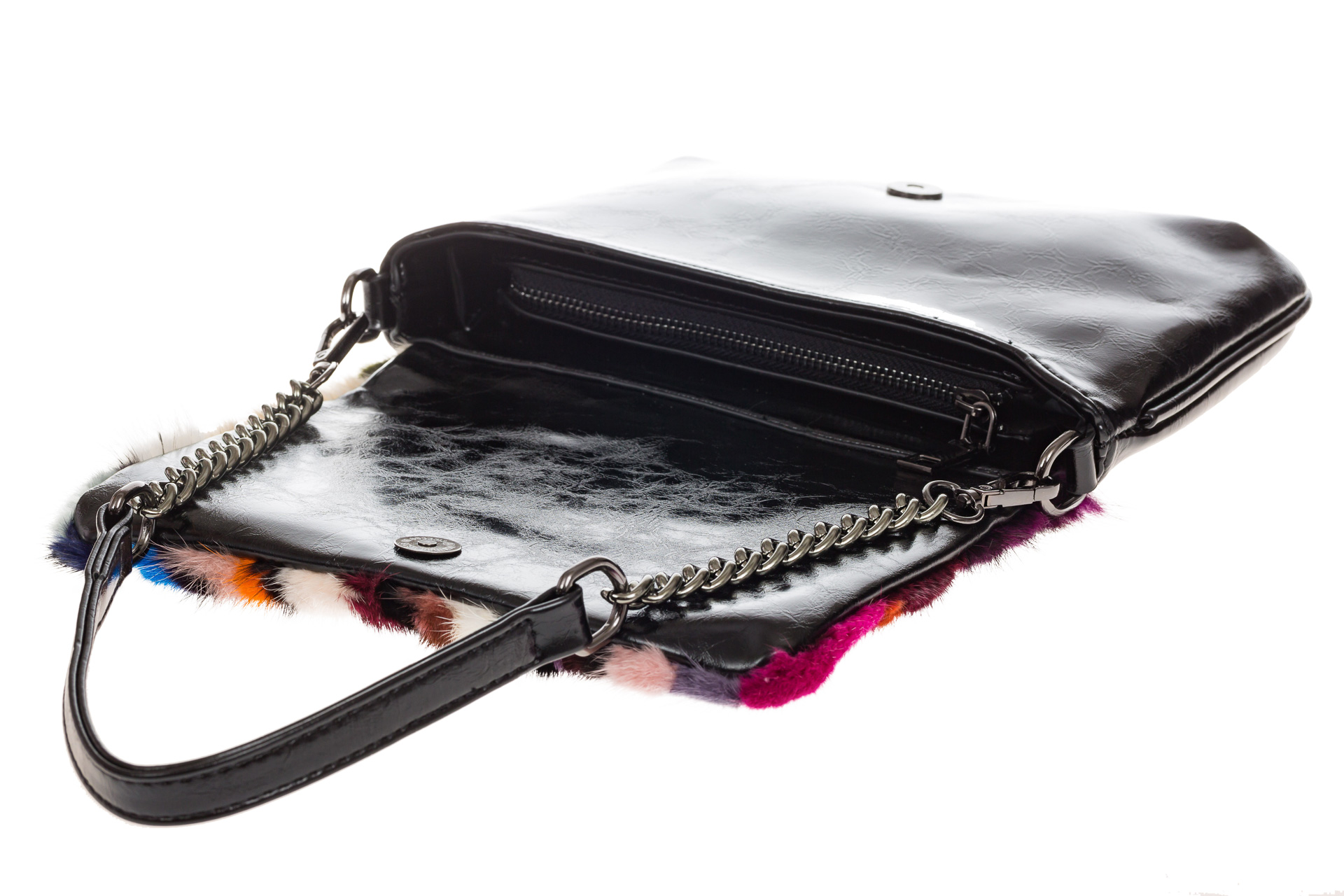 На фото 4 - Женская сумка flap из натурального меха, вертикальный мультицвет