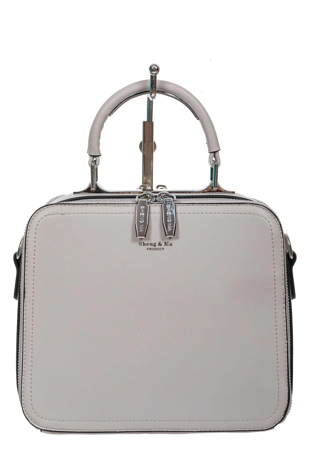 На фото 2 - Женская сумка с жёстким каркасом из экокожи, цвет серый