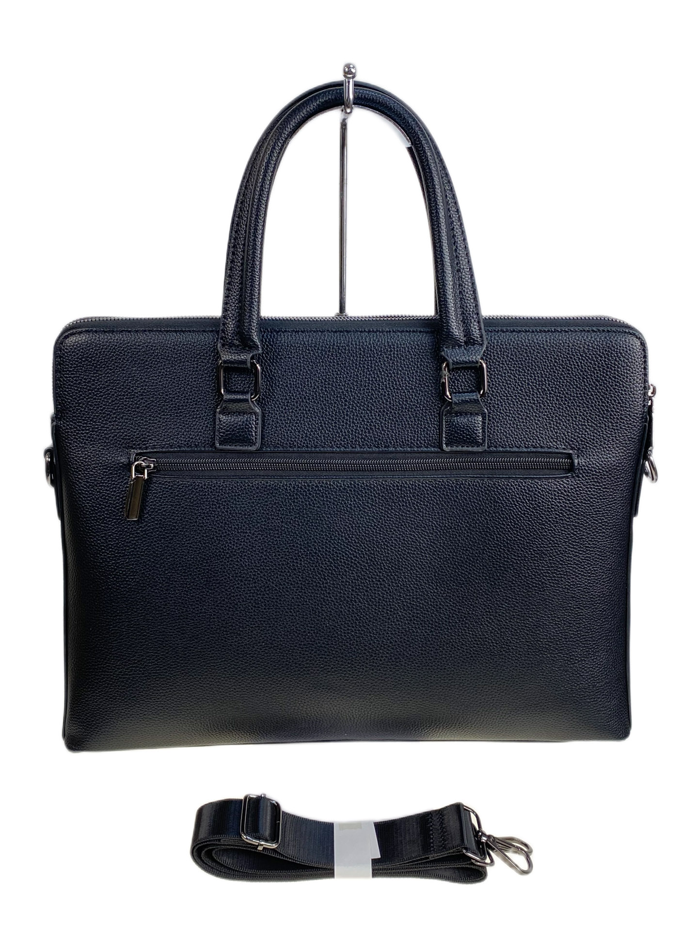 На фото 1 - Сумка портфель для документов из искусственной кожи, цвет черный