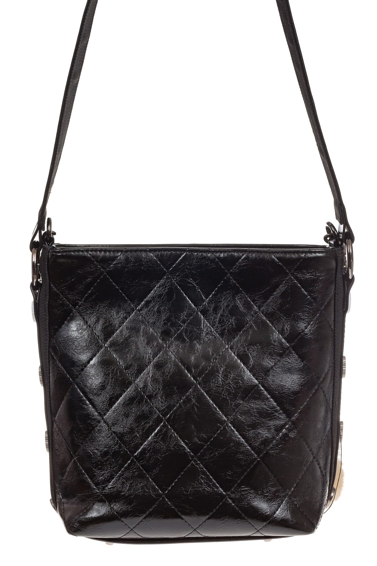 На фото 3 - Женская сумка из натурального меха, шоппер бежевый мультицвет