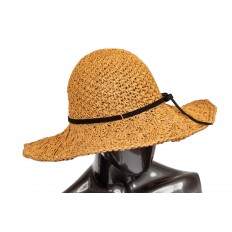 На фото 2 - Коричневая летняя шляпка с ажурным плетением и шнурком