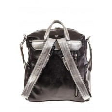 На фото 3 - Рюкзак в стиле рок-н-рол из искусственной кожи, цвет черный с серебром