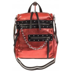 На фото 2 - Красный рюкзак в стиле рок-н-рол из искусственной кожи