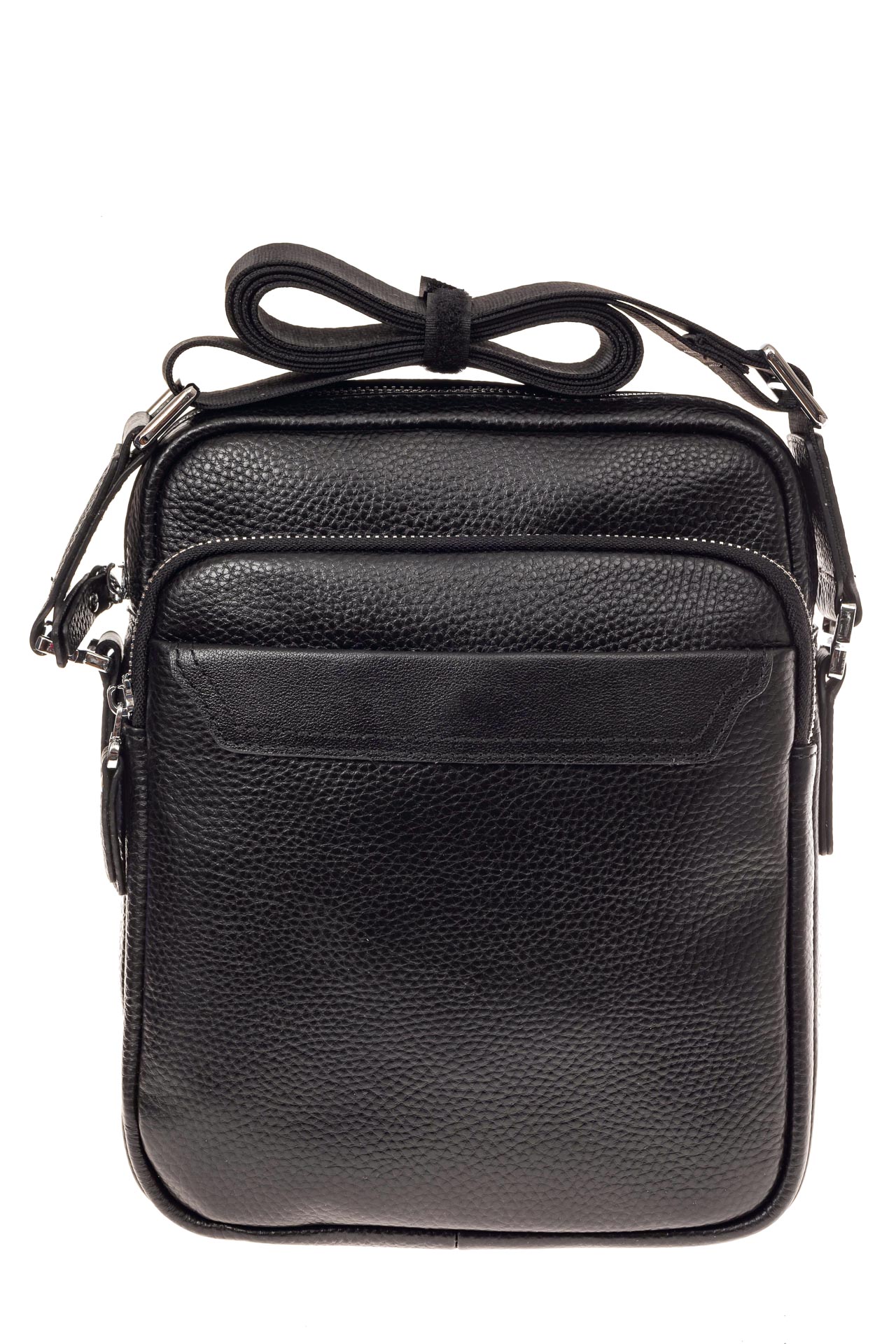 На фото 2 - Мужская сумка из натуральной кожи каскадного типа, цвет черный