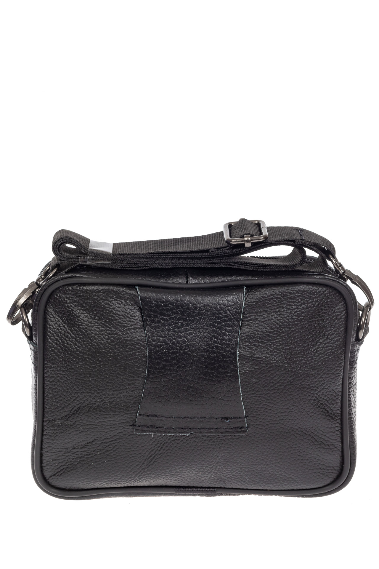 На фото 3 - Поясная мужская сумка из фактурной натуральной кожи, цвет чёрный
