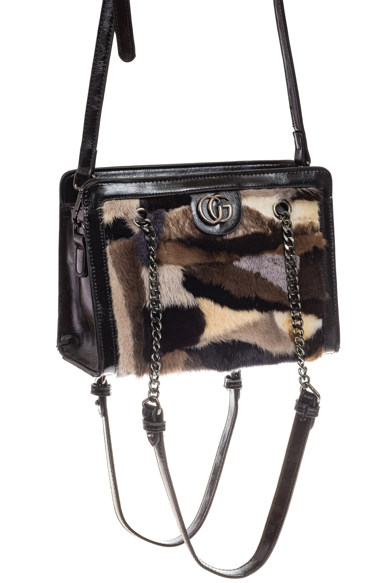 На фото 3 - Женская сумка из меха, коричневая кросс-боди