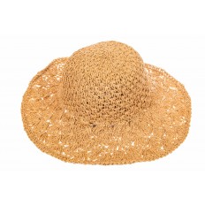 На фото 3 - Летняя шляпка с ажурным плетением коричневого цвета