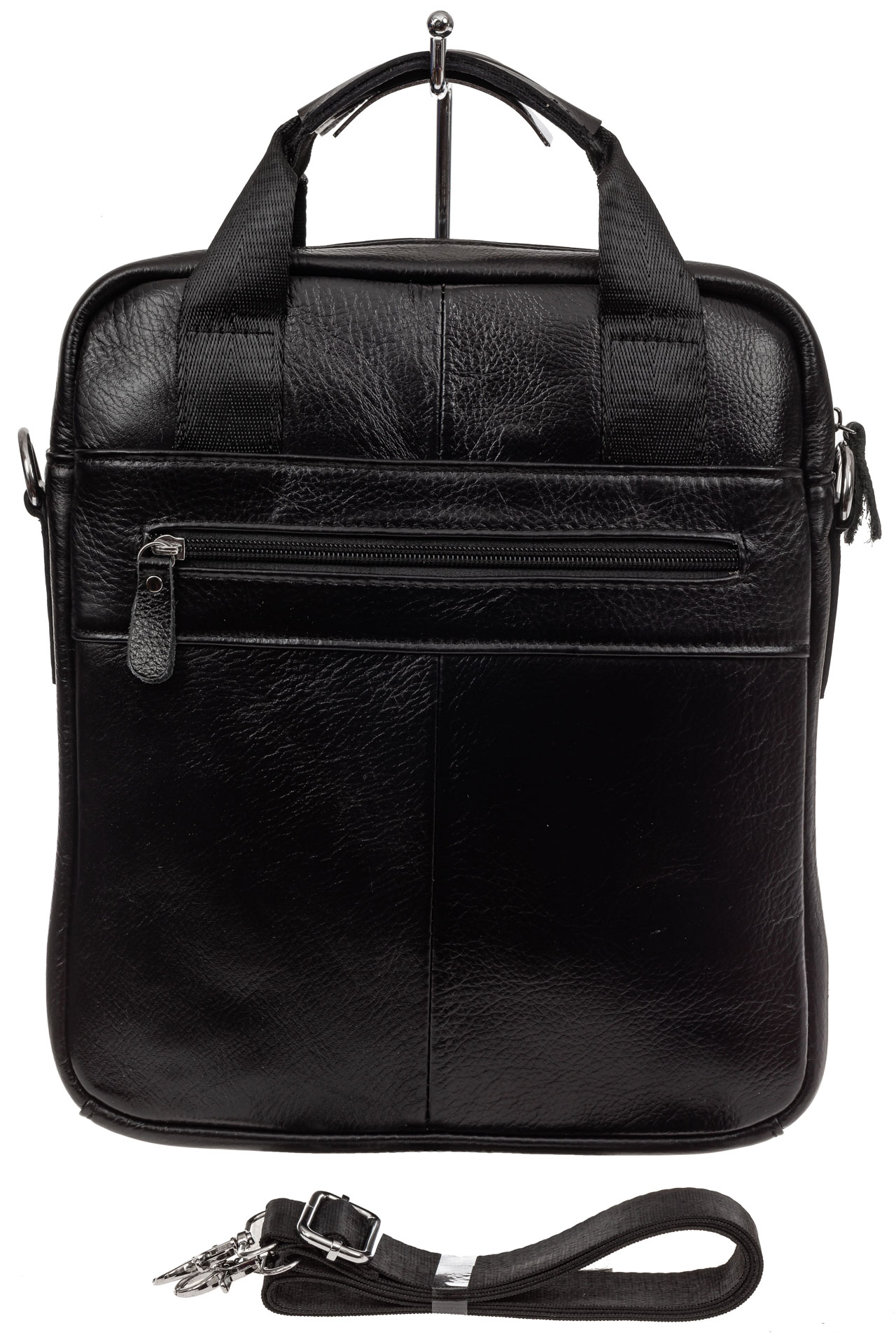 На фото 3 - Мужская кожаная сумка, цвет черный
