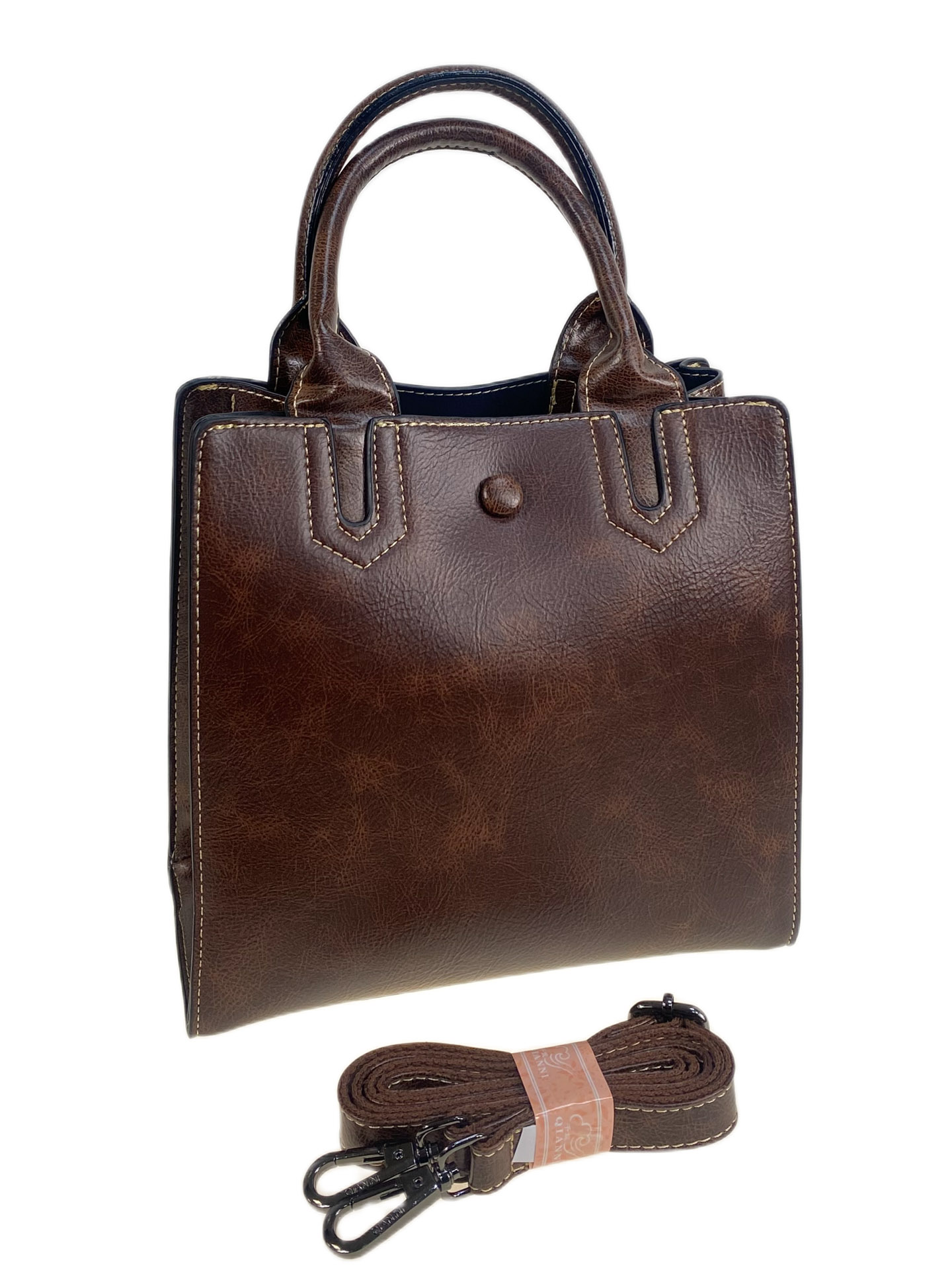 На фото 1 - Женская сумка  из искусственной кожи, цвет шоколад