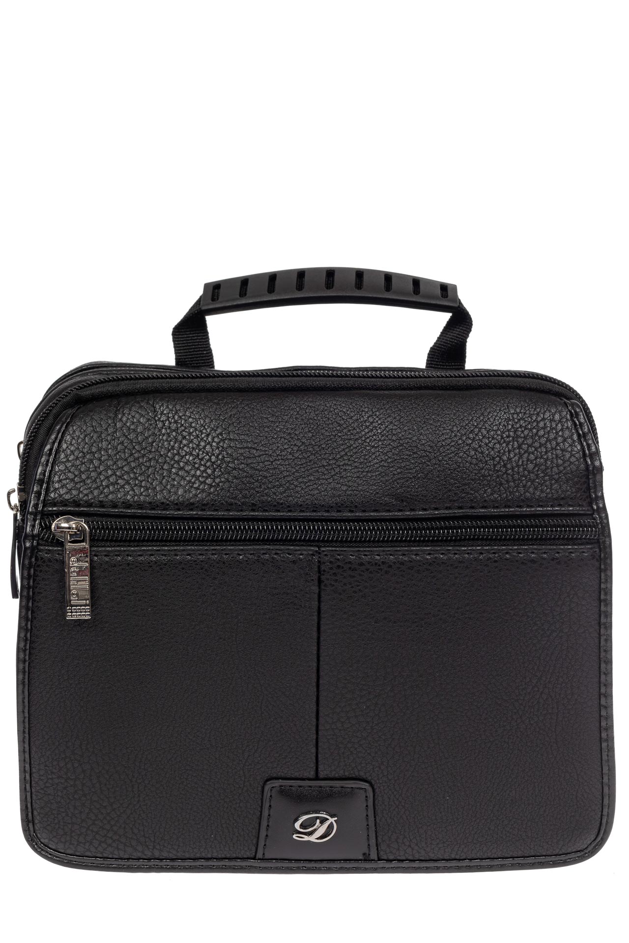 На фото 2 - Мужская сумка-почтальонка из экокожи, цвет чёрный