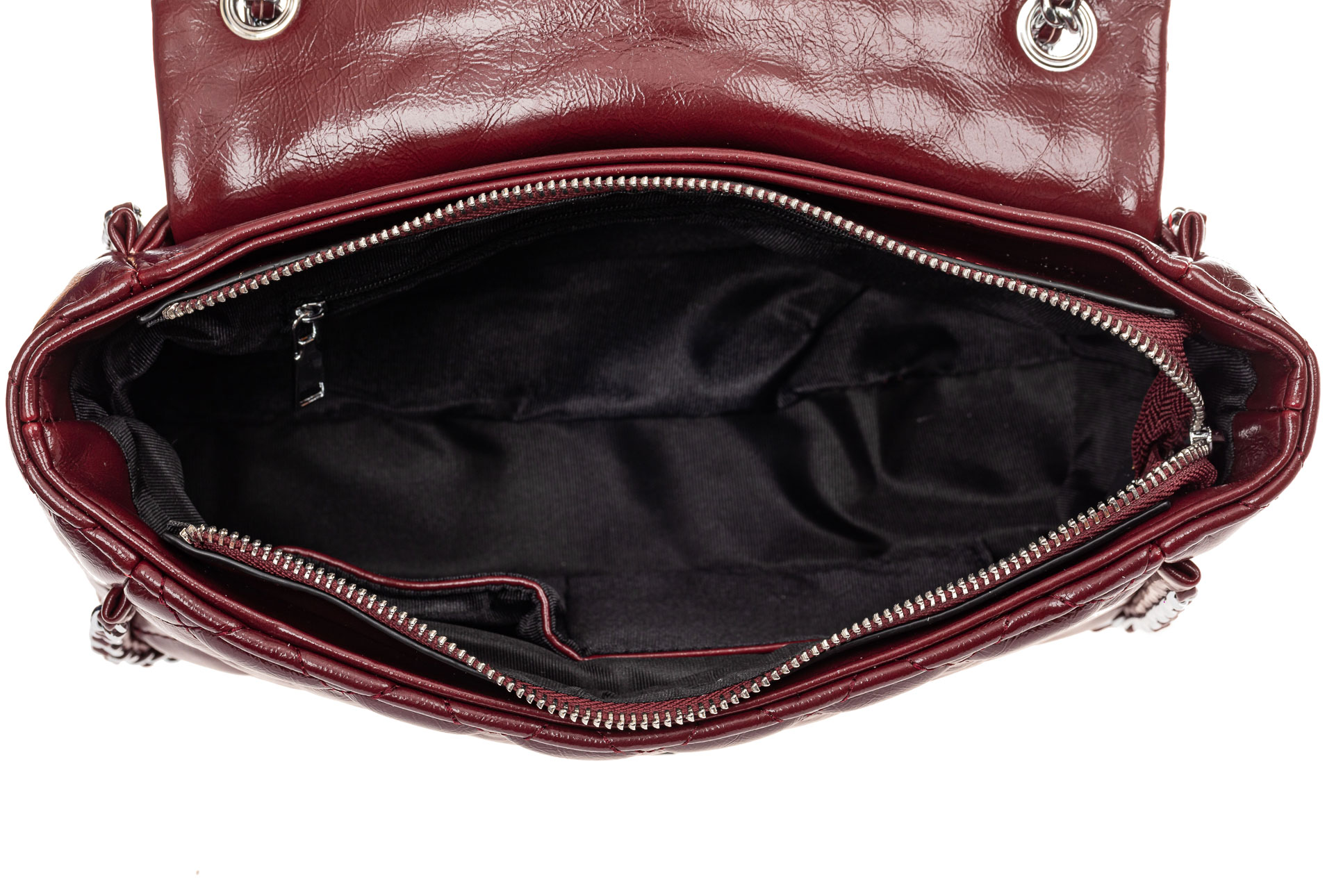 На фото 4 - Стеганая сумка женская из искусственной кожи, цвет бордо