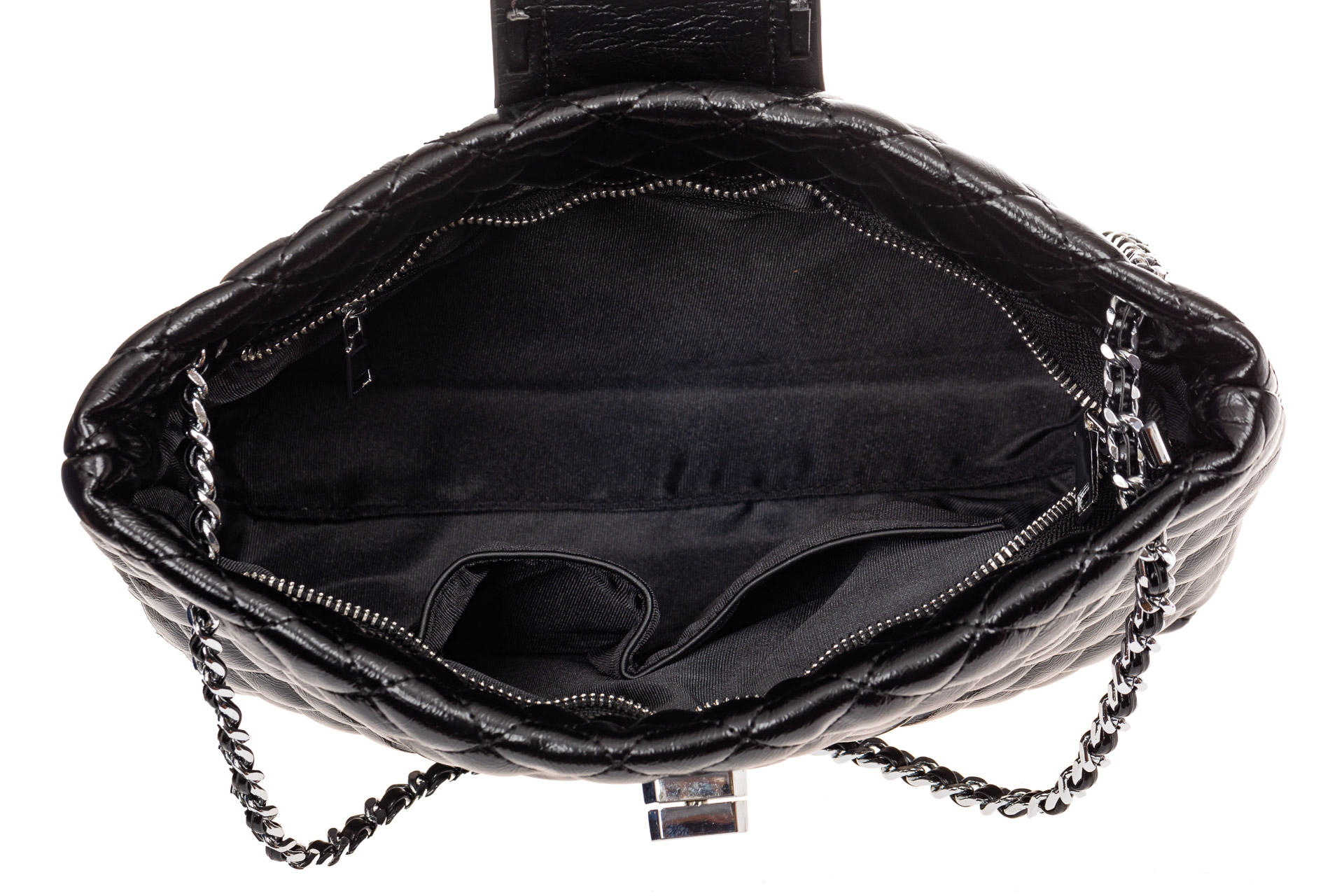 На фото 4 - Стеганая сумка женская из искусственной кожи, цвет черный