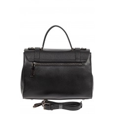 На фото 3 - Женская сумка сэтчел из фактурной натуральной кожи, цвет чёрный
