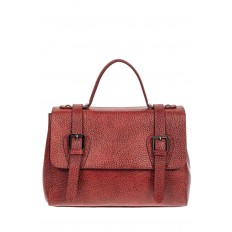 На фото 2 - Женская сумка сэтчел из фактурной натуральной кожи, цвет кирпично-бордовый