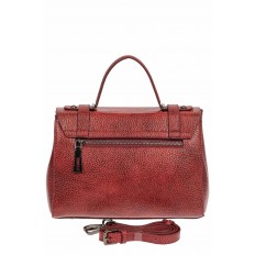 На фото 3 - Женская сумка сэтчел из фактурной натуральной кожи, цвет кирпично-бордовый