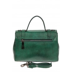 На фото 3 - Женская сумка сэтчел из фактурной натуральной кожи, цвет зелёный