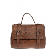 На фото 2 - Женская сумка сэтчел из фактурной натуральной кожи, цвет коричневый